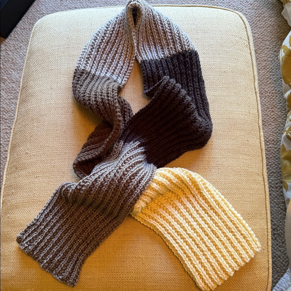 Multicolor Hand Knit Ribbed Scarf